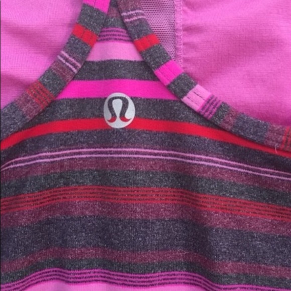 Lululemon Power Y Purple & Pink Stripe Tank Top With Built in Support Size 6 - Picture 3 of 4